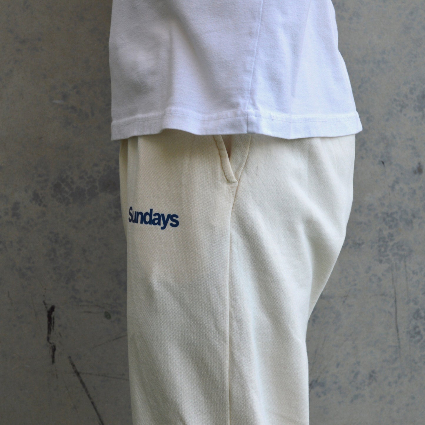 Lightweight Cotton Fleece Sweats | Ivory & Navy