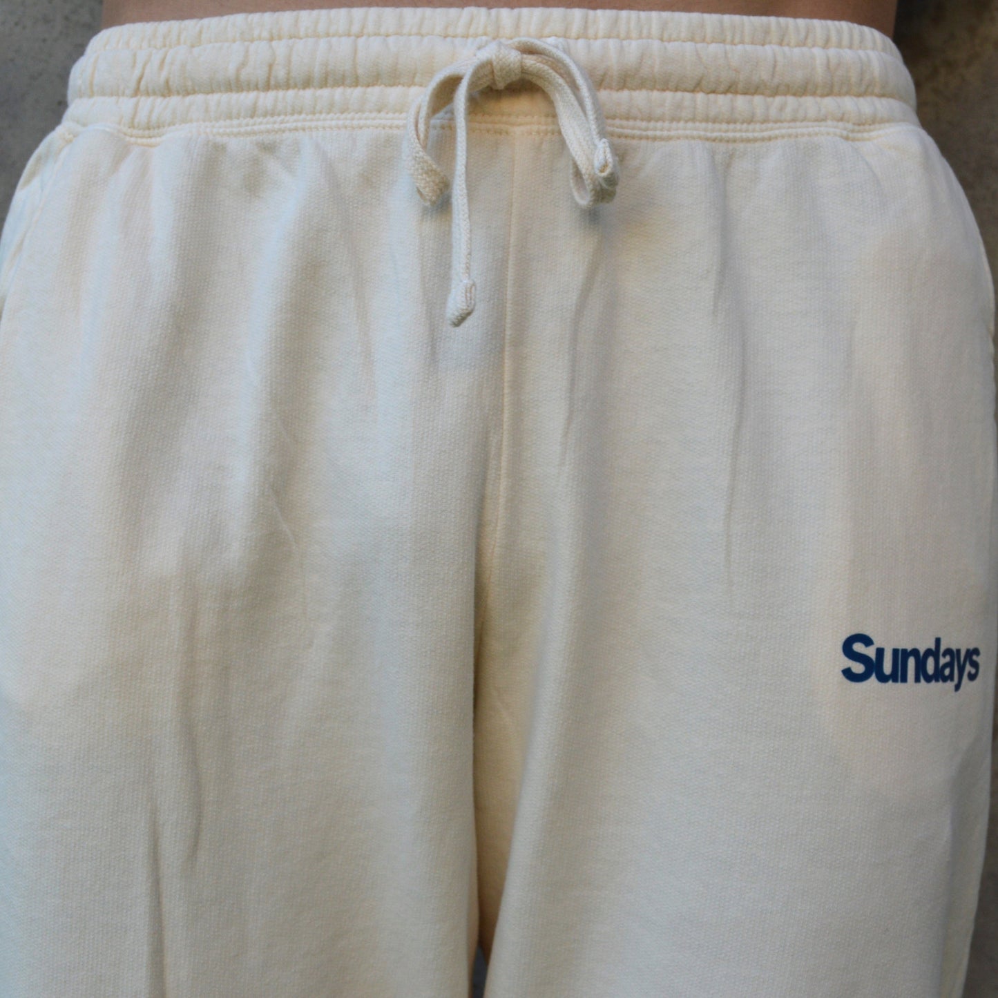 Lightweight Cotton Fleece Sweats | Ivory & Navy